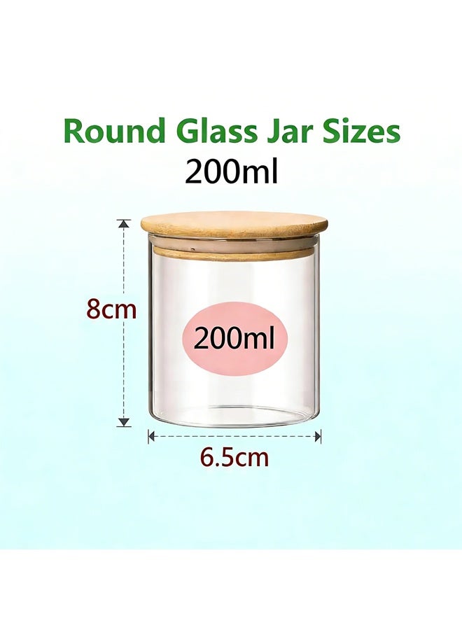 200ml Glass Food Storage Jars, Glass Jars with Bamboo Lids, Kitchen Storage Jars, Set of 12, Canisters with Airtight Lids for Spice, Coffee, Cookie, Pantry Organizers - Image 2